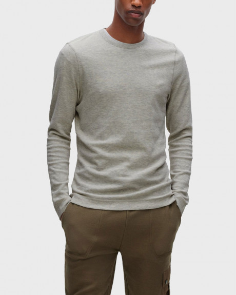 BOSS ΑΝΔΡΙΚΗ ΜΠΛΟΥΖΑ SLIM-FIT LONG-SLEEVED T-SHIRT IN WAFFLE COTTON - 50472309