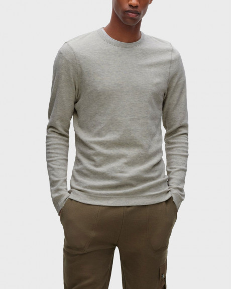 BOSS ΑΝΔΡΙΚΗ ΜΠΛΟΥΖΑ SLIM-FIT LONG-SLEEVED T-SHIRT IN WAFFLE COTTON - 50472309