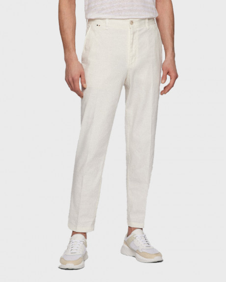 BOSS ΜΕΝ'S TAPERED-FIT TROUSERS IN A LINEN BLEND - 50473700 