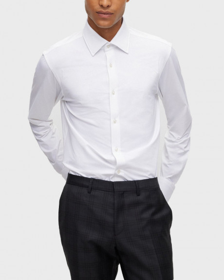 BOSS ΜΕΝ'S REGULAR-FIT SHIRT IN STRUCTURED PERFORMANCE-STRETCH JERSEY - 50478729  
