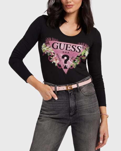 Guess Γυναικείο T-Shirt Με Τριγωνικό Λογότυπο - W2YI36J1311