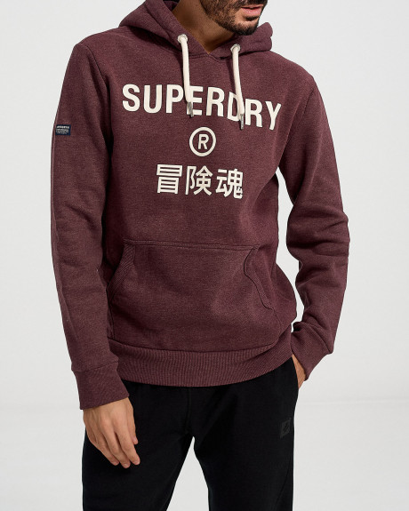 SUPERDRY MEN'S SWEATSHIRT Corp Logo Marl Hoodie - M2011828A