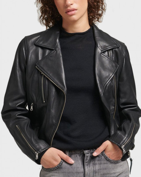 SUPERDRY WOMEN'S Leather Biker Jacket - W5011297A