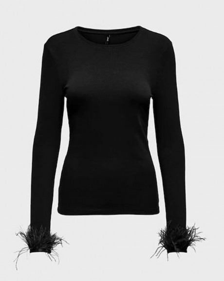 ONLY ΓΥΝΑΙΚΕΙΑ ΜΠΛΟΥΖΑ ONLFEATHER L/S RIB TOP JRS - 15277487