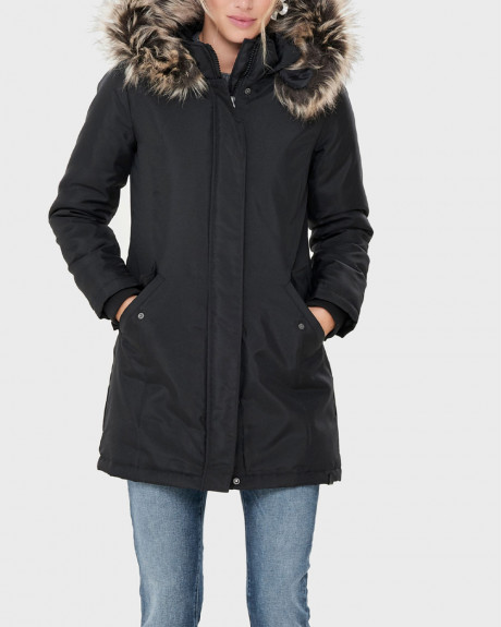 ONLY ΓΥΝΑΙΚΕΙΟ ΜΠΟΥΦΑΝ Παρκά με Γούνινη Κουκούλα - 15156573