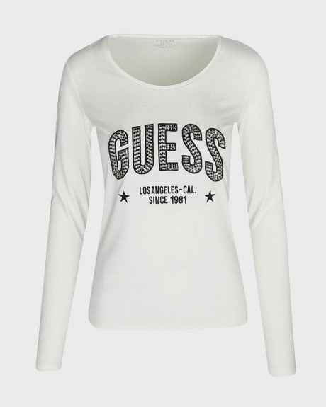 GUESS WOMEN'S Rhinestones logo t-shirt - W2BI40I3Z13