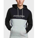 Jack and Jones Colour Block Logo Hoodie Ανδρικό Φούτερ - 12190441 - ΜΑΥΡΟ