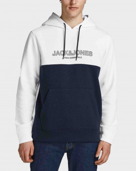 Jack and Jones Colour Block Logo Hoodie Ανδρικό Φούτερ - 12190441 - ΑΣΠΡΟ
