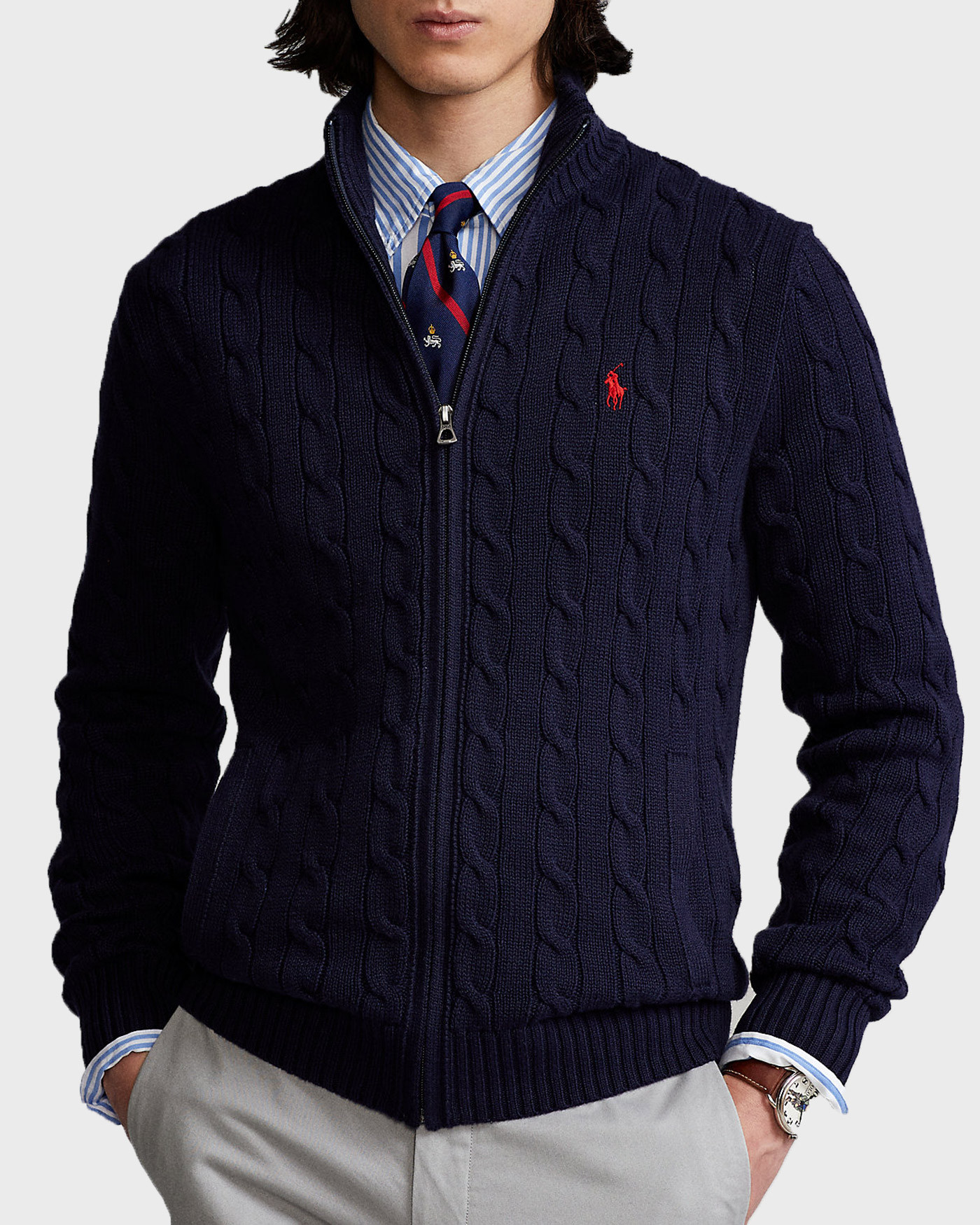 POLO RALPH LAUREN ΜΕΝ'S CARDIGAN Cable-Knit Cotton Full-Zip Jumper -  710860350001 