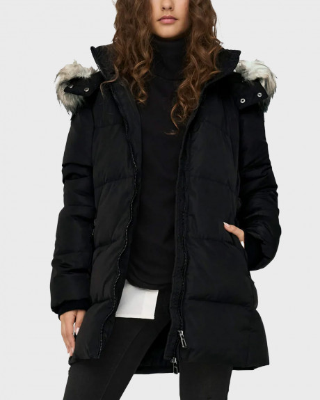 Only Women's Jacket Hood With Detachable Faux Fur Edge - 15270608