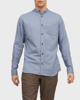 JACK & JONES TWILL  Mandarin collar twill Shirt  - 12209484 - LIGHT BLUE