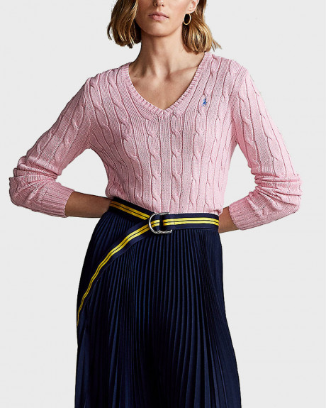 POLO RALPH LAUREN WOMEN'S Cable-Knit Cotton V-Neck Jumper - 211891641004
