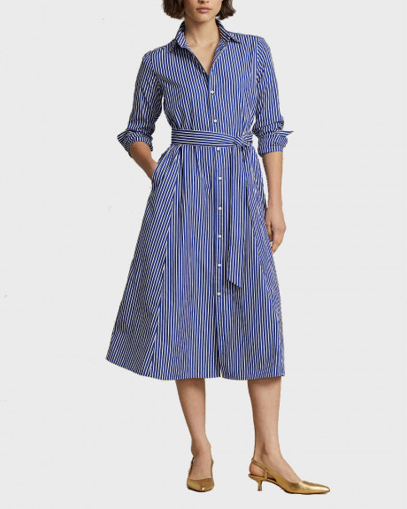 Polo Ralph Lauren Belted Striped Cotton Shirtdress - 211891430001
