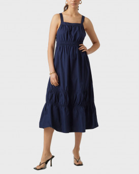 VERO MODA WOMEN'S DRESS REGULAR FIT U-NECK SHORT DRESS - 10281800 - BLUE