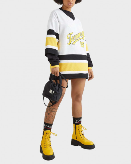 TOMMY HILFIGER COLLEGE OVERSIZED ΤΟΠ ΜΕ V-ΛΑΙΜΟΚΟΨΗ ΚΑΙ ΔΙΑΤΡΗΤΗ ΛΕΠΤΟΜΕΡΕΙΑ - DW0DW14862