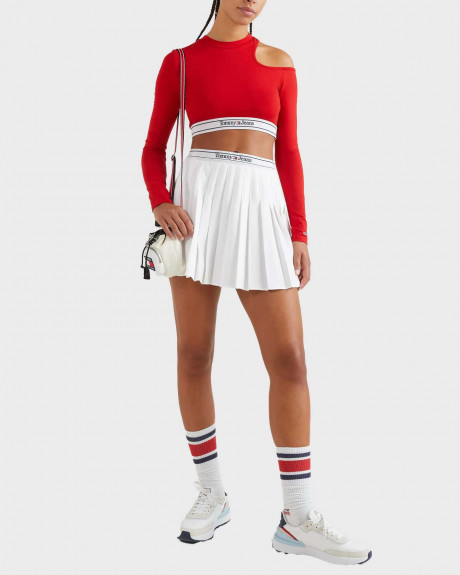 TOMMY HILFIGER ΜΑΚΡΥΜΑΝΙΚΟ ΓΥΝΑΙΚΕΙΟ CROP ΤΟΠ ΜΕ CUTOUT ΛΕΠΤΟΜΕΡΕΙΑ ΣΤΟΝ ΩΜΟ - DW0DW14893