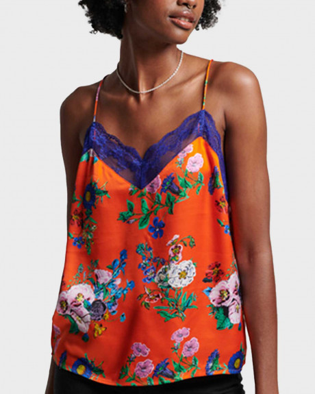 SUPERDRY SATIN CAMI ΓΥΝΑΙΚΕΙΟ TOP ΜΕ ΔΑΝΤΕΛΑ -  W6011480Α