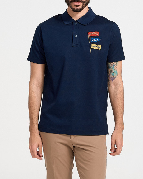 PAUL & SHARK MEN'S POLO SHIRT WITH EMBROIDERED PRINT - 23411301
