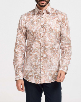 BOSS MEN'S FLORAL SHIRT- 50490034 Η-ΗΑΝΚ - BROWN