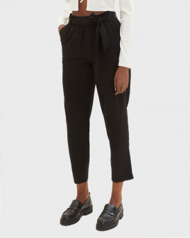 TOM TAILOR WOMEN'S TAPERED RELAXED TROUSERS - 1035436 - BLACK