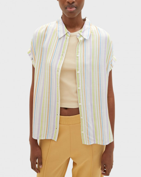 TOM TAILOR LOOSE WOMEN'S BLOUSE WITH VERTICAL STRIPES - 1035434