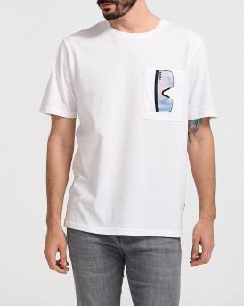 BOSS RELAXED-FIT ΒΑΜΒΑΚΕΡΟ T-SHIRT ΜΕ ΤΥΠΩΜΑ ΣΤΟ ΣΤΗΘΟΣ ΚΑΙ ΤΗΝ ΠΛΑΤΗ - 50491748 - ΕΚΡΟΥ