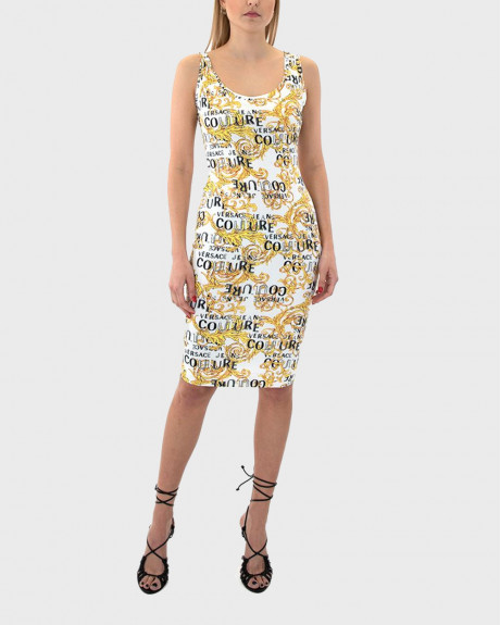 VERSACE JEANS COUTURE ΓΥΝΑΙΚΕΙΟ ΦΟΡΕΜΑ ORGANZINO PRINT LOGO DRESS WOMEN - 74ΗΑΟ946 