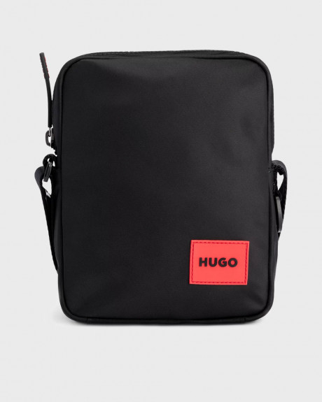HUGO MEN'S REPORTER BAG IN RECYCLED FABRIC AND RUBBER LOGO PATCH - 50492693