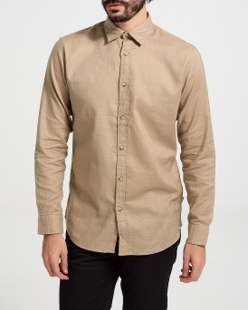 JACK & JONES MEN'S LONGSLEEVES SHIRT - 12220481 - BEIGE