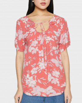 VERO MODA ΓΥΝΑΙΚΕΙΑ ΜΠΛΟΥΖΑ ΜΕ ΚΟΡΔΟΝΙ ΣΤΙΝ ΛΑΙΜΟ - 10281906 - ΠΟΡΤΟΚΑΛΙ