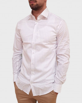 CALVIN KLEIN MEN'S LONG SLEEVE SHIRT WITH MICRO PATTERN - K10K111296 - WHITE