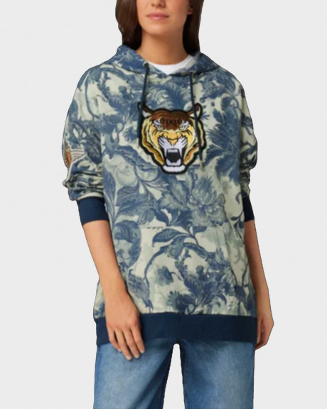 GUESS LS TIGER PRINT ΓΥΝΑΙΚΕΙΟ ΦΟΥΤΕΡ ΜΕ ΚΟΥΚΟΥΛΑ - W3RQ00K9R31