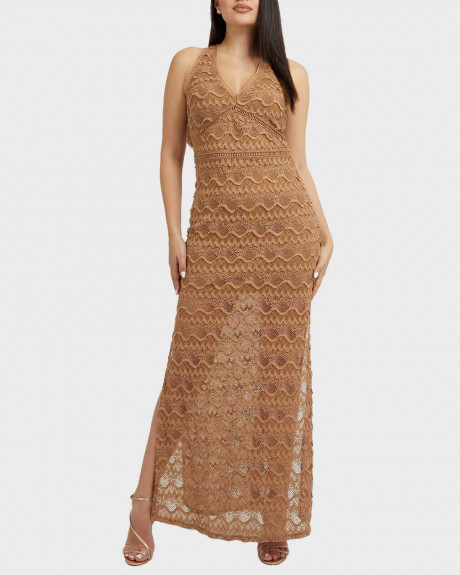 GUESS ΓΥΝΑΙΚΕΙΟ ΦΟΡΕΜΑ MAXI ΜΕ ΔΑΝΤΕΛΑ - W3GK27KBPQ0