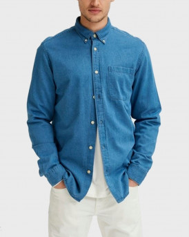 SELECTED MEN'S DENIM SHIRT - 16077358 - LIGHT BLUE