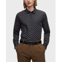 BOSS SLIM-FIT SHIRT IN PRINTED STRETCH COTTON - 50497076  - BLACK