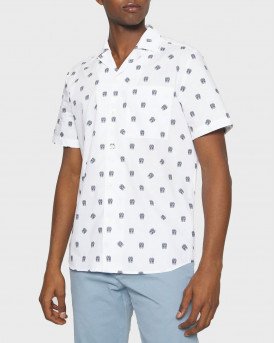 HUGO MEN'S ELLINO SHIRT MICRO PATTERN - 50490668 - WHITE