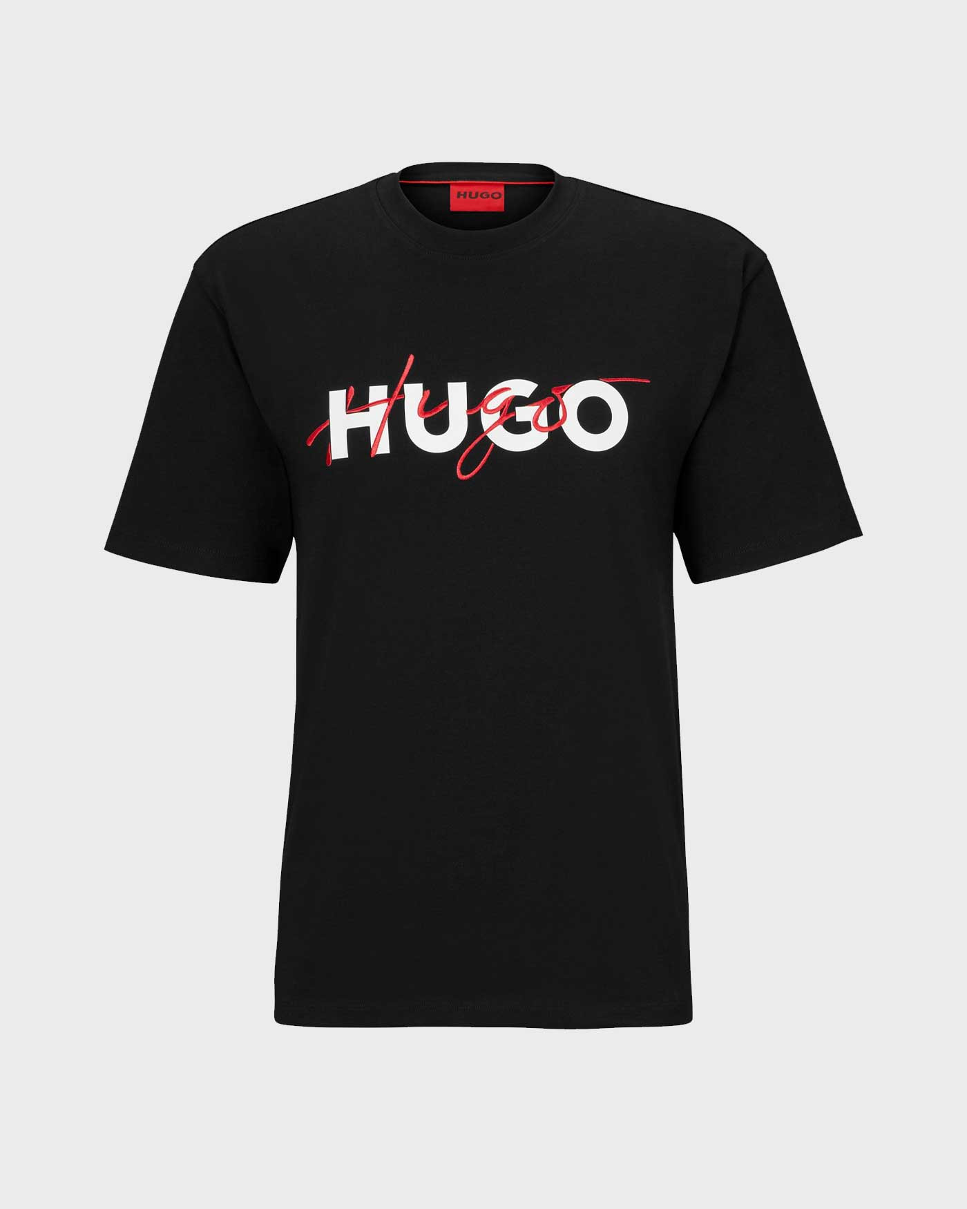 HUGO MEN'S Cotton-jersey T-shirt with double logo print 50494565