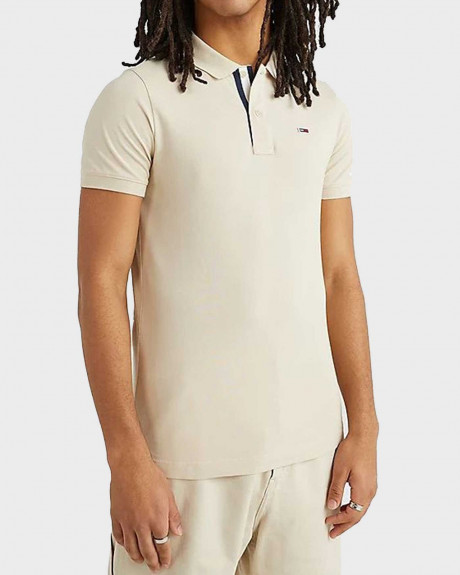 TOMMY HILFIGER ΑΝΔΡΙΚΗ ΠΟΛΟ ΜΠΛΟΥΖΑ ΣΤΕΝΗ ΓΡΑΜΜΗ 100% ΒΑΜΒΑΚΙ - DΜ0DM15940