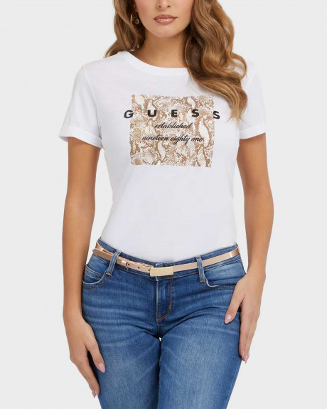 GUESS ΓΥΝΑΙΚΕΙΑ ΜΠΛΟΥΖΑ ΚΑΝΟΝΙΚΗ ΓΡΑΜΜΗ ΒΑΜΒΑΚΙ - W3YI24JA914