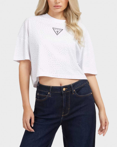 GUESS ΓΥΝΑΙΚΕΙΑ ΜΠΛΟΥΖΑ ΧΑΛΑΡΗ ΓΡΑΜΜΗ ΑΠΟ ΒΑΜΒΑΚΙ -  W3YI32K8FQO