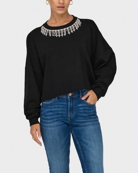 ONLY WOMEN'S CROPPED SWEATSHIRT REGULAR FIT WITH NECK DETAILS - 15304120