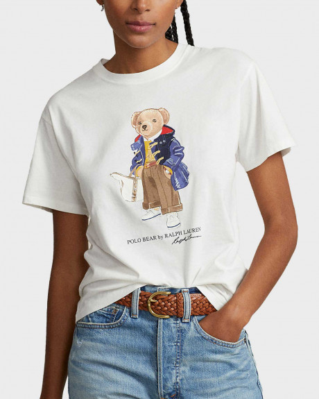 POLO RALPH LAUREN ΓΥΝΑΙΚΕΙO T-SHIRT ΜΕ ΣΤΡΟΓΓΥΛΗ ΛΑΙΜΟΚΟΨΗ ΙΣΙΑ ΓΡΑΜΜΗ - 211910129001