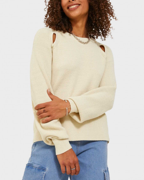 JACK & JONES XX WOMEN'S KNITTED PULLOVER WITH CUT OUT DETAILS - 12239230