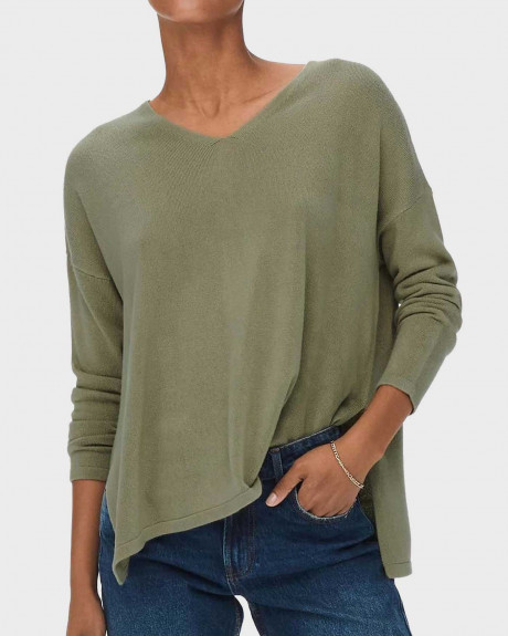 ONLY WOMEN'S KNITTED BLOUSE WITH V-NECK - 15219642