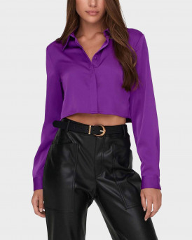 ONLY WOMEN'S CROPPED SATIN SHIRT - 15303373 - PURPLE