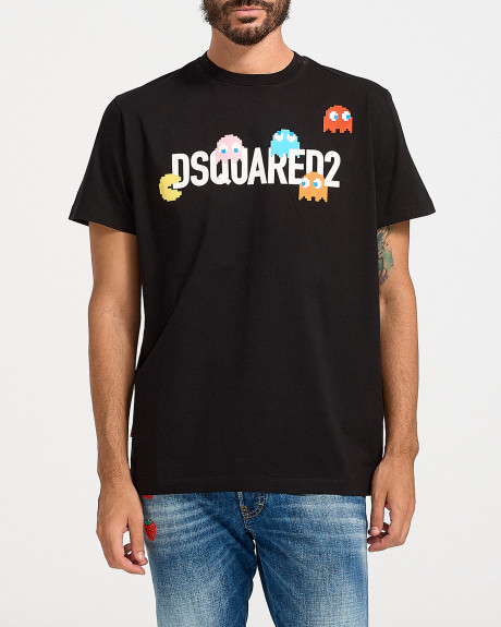 DSQUARED2 MEN'S T-SHIRT REGULAR FIT 100% COTTON PAC-MAN LOGO - S71GD1349S23009