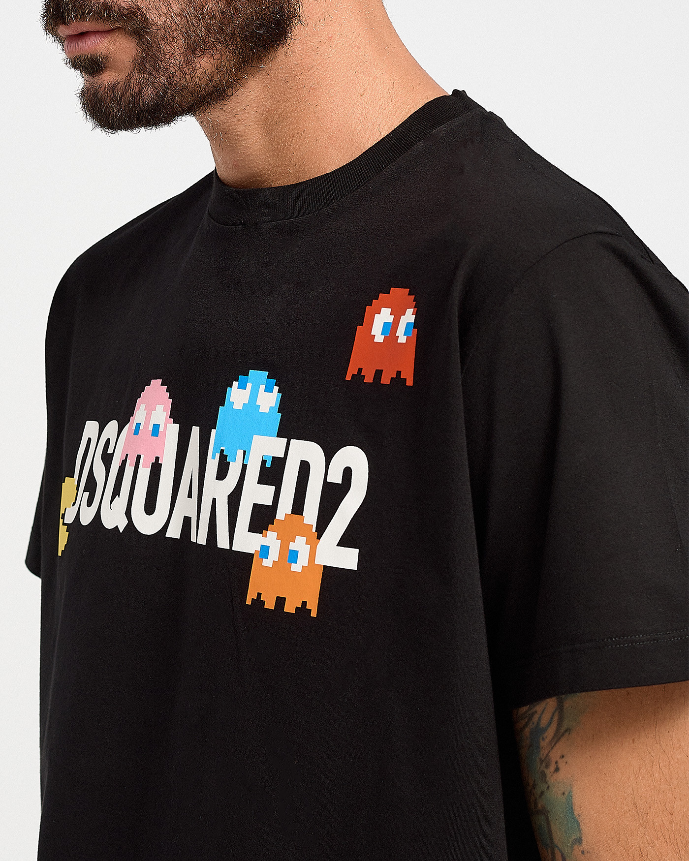 DSQUARED2 MEN'S T-SHIRT REGULAR FIT 100% COTTON PAC-MAN LOGO