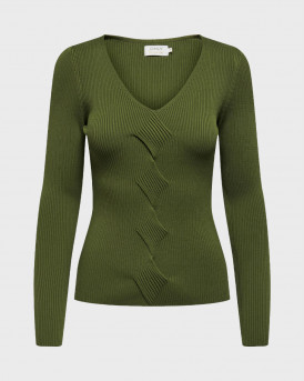 ONLY WOMEN'S KNITTED PULLOVER V-NECK - 15294792 - OLIVE GREEN