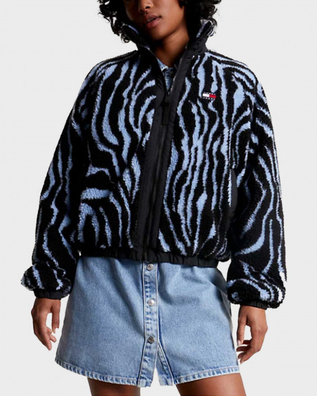 TOMMY HILFIGER ΓΥΝΑΙΚΕΙΟ ΜΠΟΥΦΑΝ ΓΟΥΝΙΝΟ ΜΕ ΣΧΕΔΙΟ ΖΕΒΡΑΣ - DW0DW16570