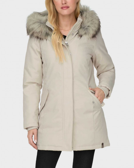 ONLY WOMEN'S JACKET WITH DETACHABLE FAUX FUR ON HOOD- 15300633
